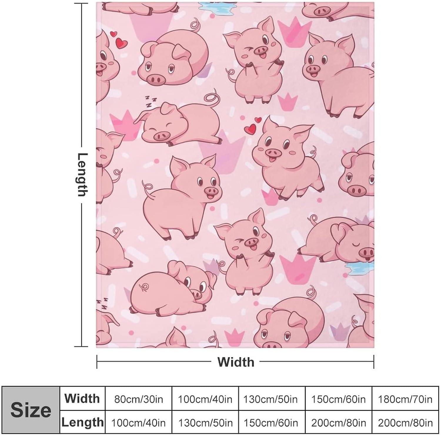 Cute Cartoon Pig Flannel Fleece Throw Blanket, Super Soft Lightweight Blankets for All Season, Fleece Blankets for Couch/Bed, Fuzzy Plush Blanket for Home Decorations