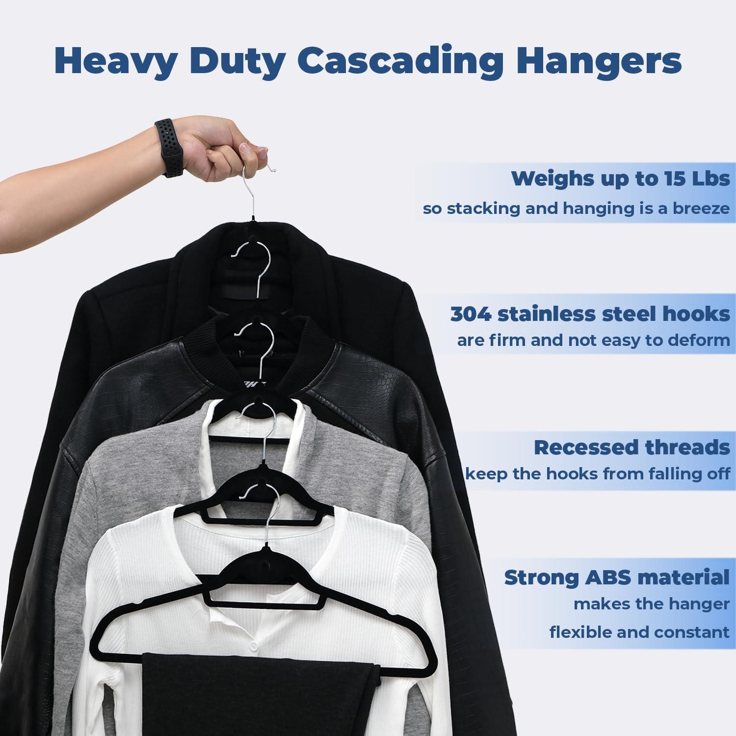 Simplify Slim Velvet Clothes Hangers | 50 Pack | Non-Slip | Shirts | Suit | Pants | Dresses | Garments | Closet Storage & Organization | Durable | Black