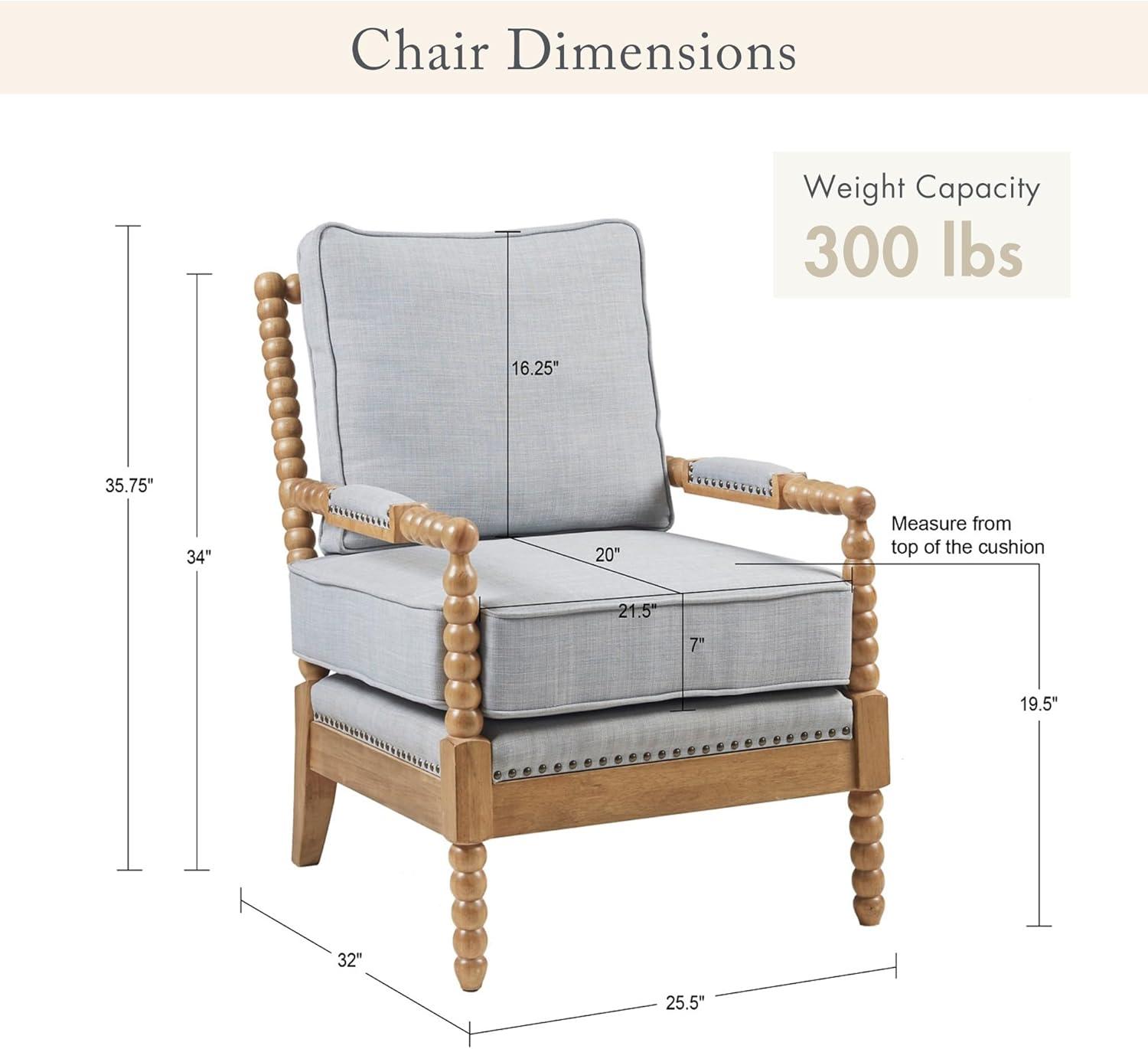 Lyla Accent Chair Light Blue - Madison Park: Elegant Upholstered Bronze Nailhead Trim