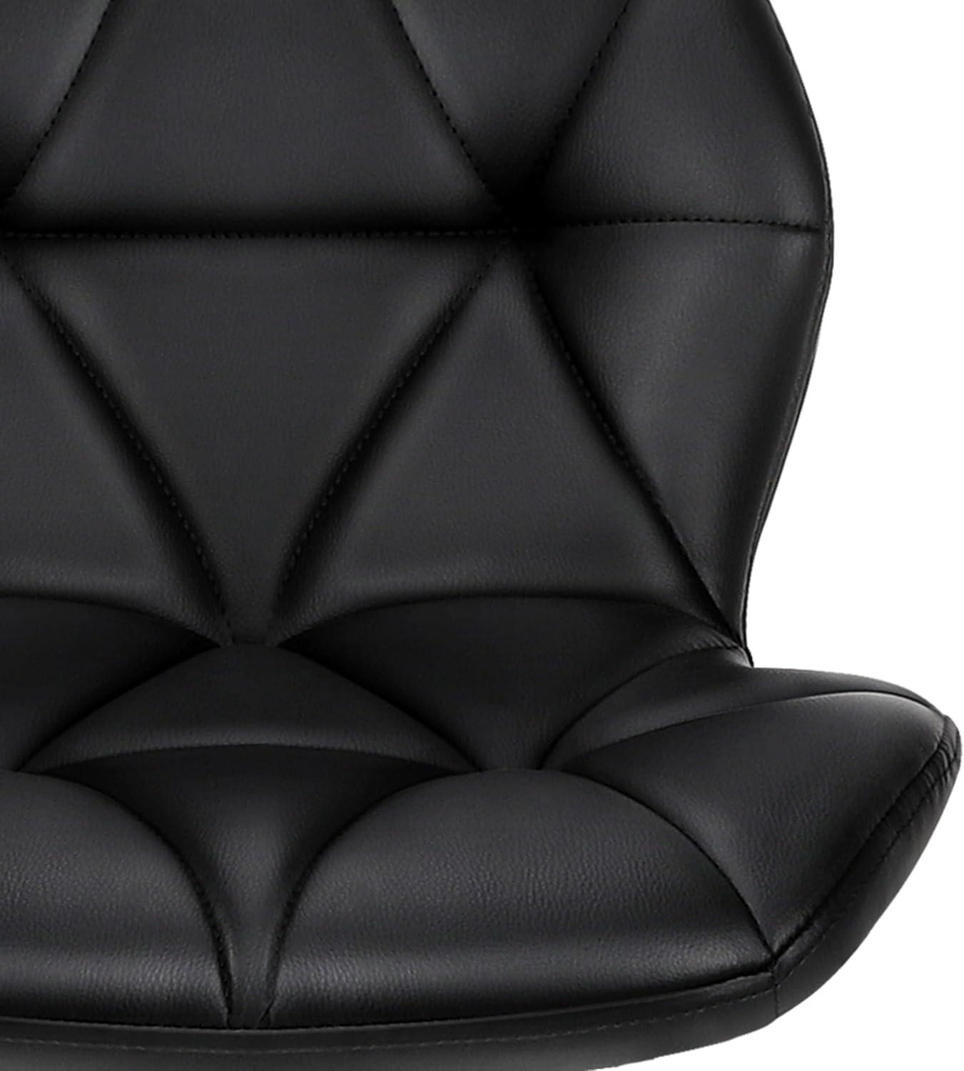 Modern Black Faux Leather Adjustable Swivel Bar Stools, Set of 2