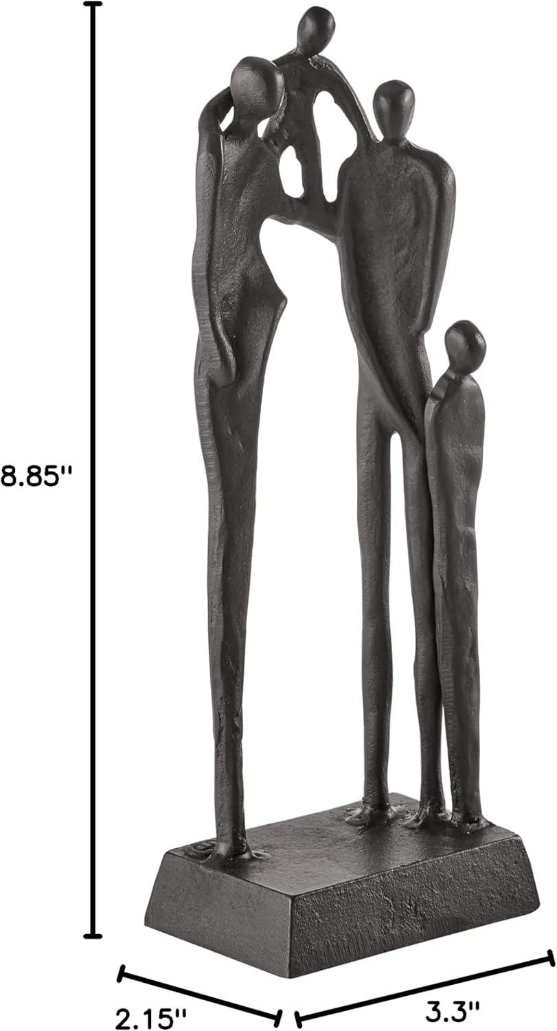 Danya B Brown Cast Iron Abstract Family of Four Together Sculpture - Tabletop Figurine For Desks, Accent Tables, or Shelves