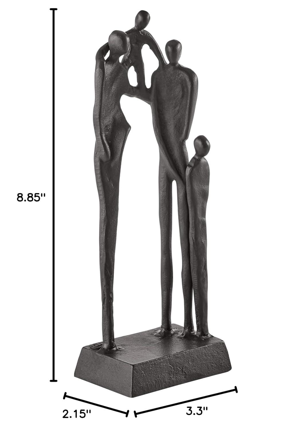 Danya B Brown Cast Iron Abstract Family of Four Together Sculpture - Tabletop Figurine For Desks, Accent Tables, or Shelves