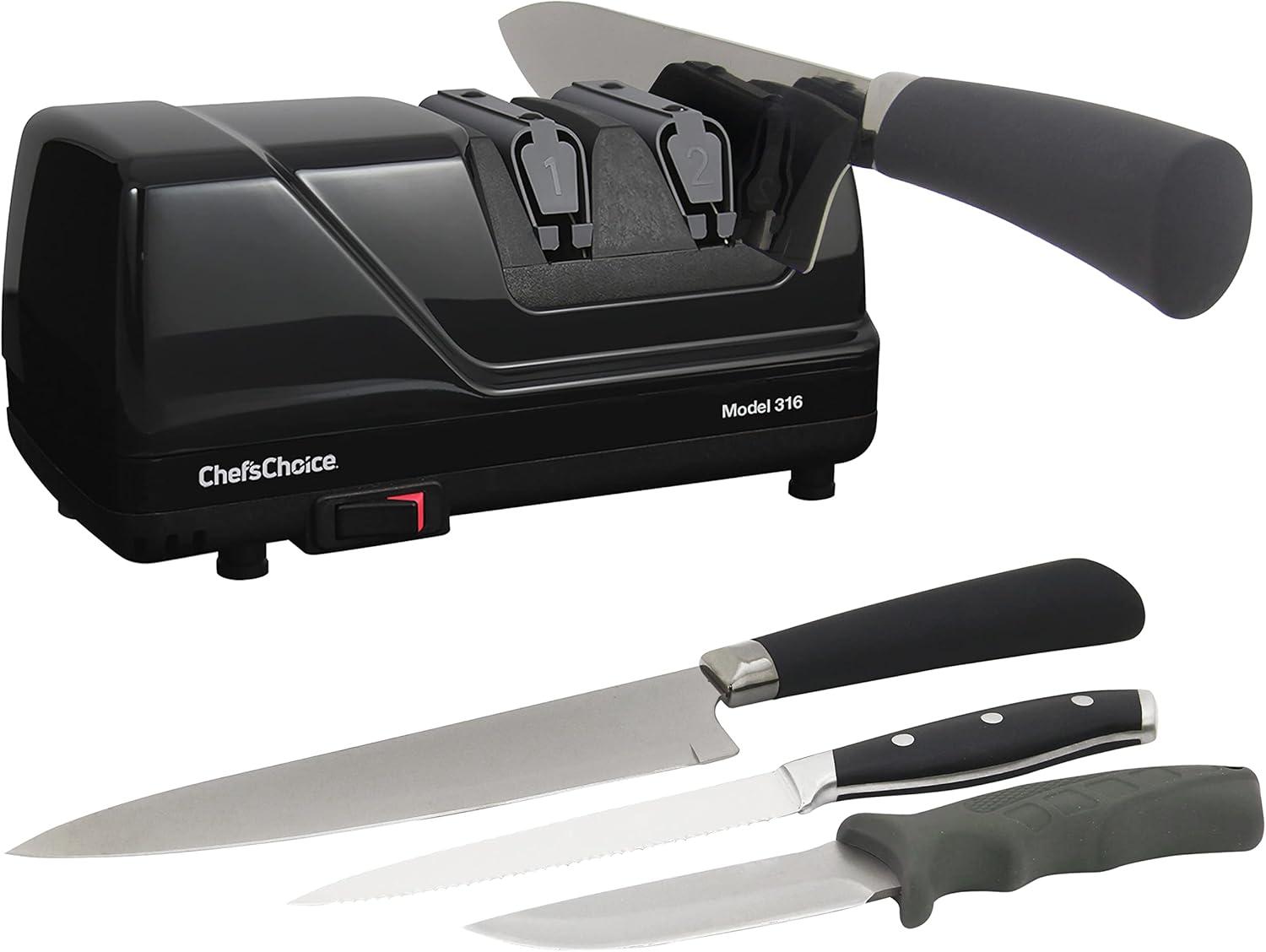 Black Electric Knife Sharpener with Diamond Abrasives