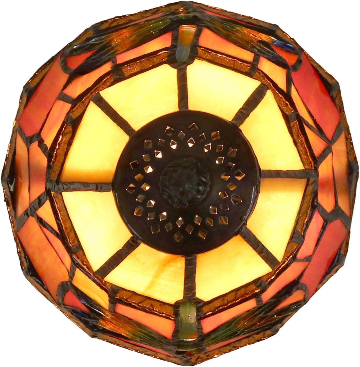 Cavan 13" Blue and Amber Stained Glass Accent Lamp