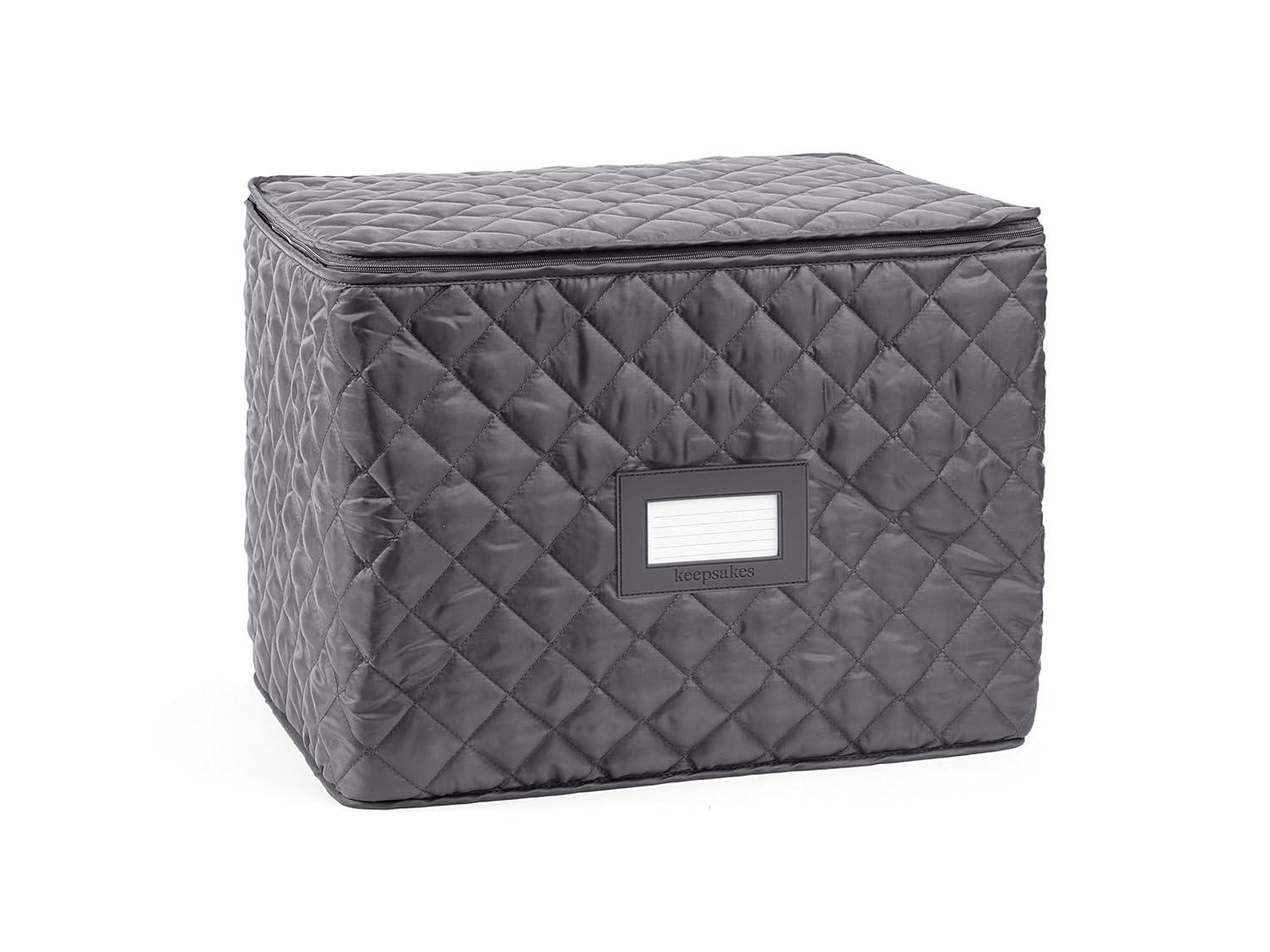 Covermates Keepsakes - Adjustable Glassware Storage - Padded Protection - ID Window - Stain Resistant - Machine Washable - China Storage, Slate