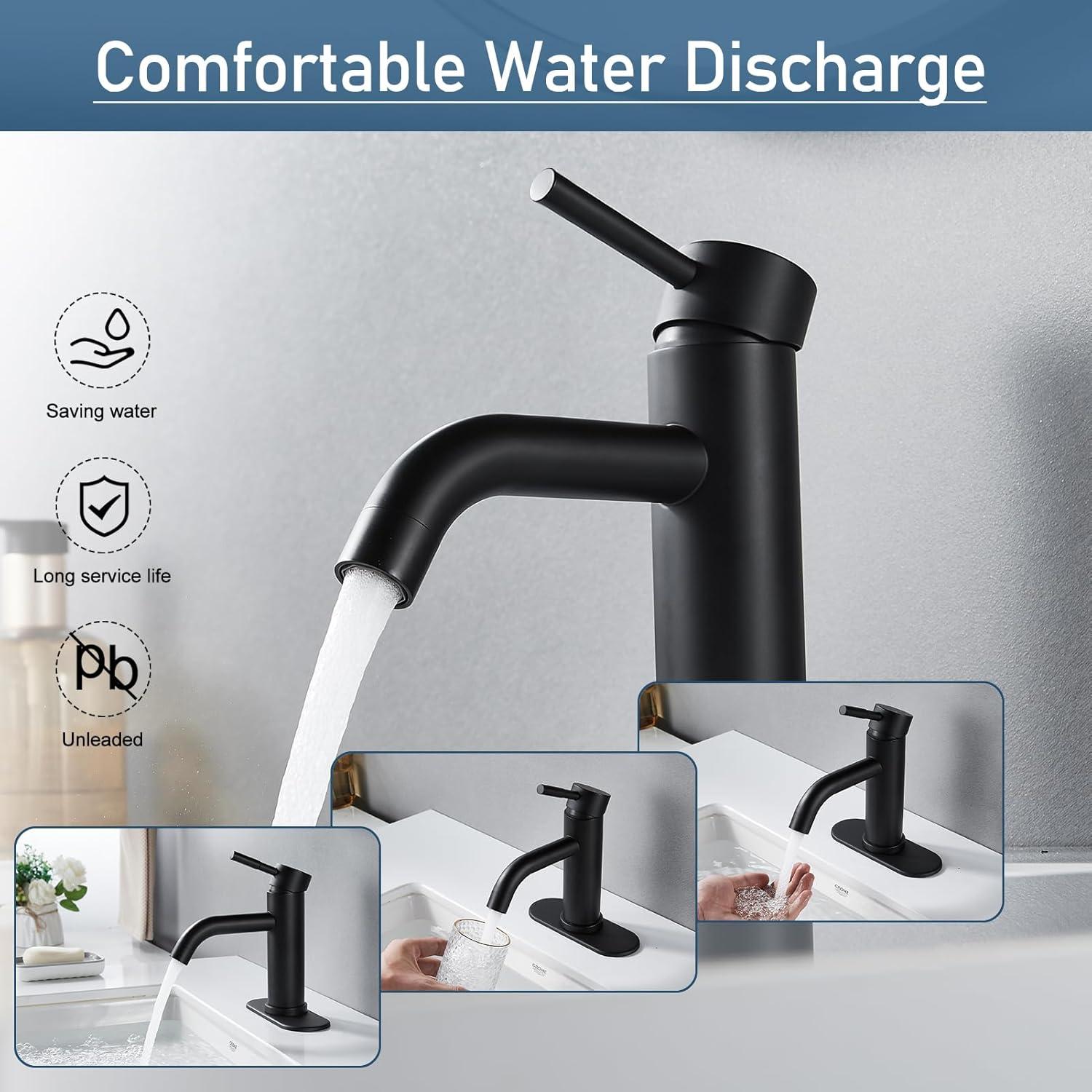 Matte Black Modern Single Handle Bathroom Faucet