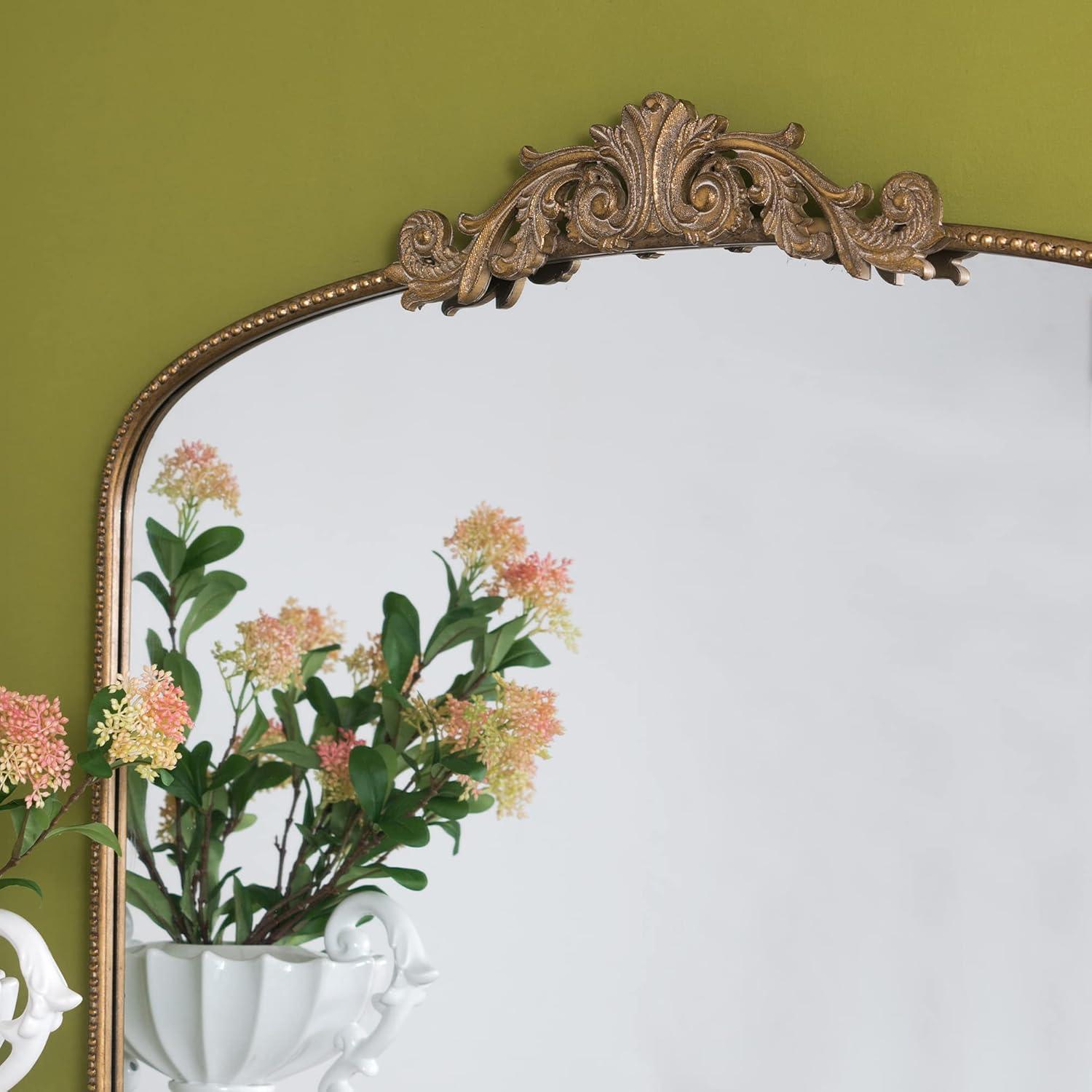 A&B Home Gold Arch Mirror with Metal Frame, 40"x31" Wall Decor