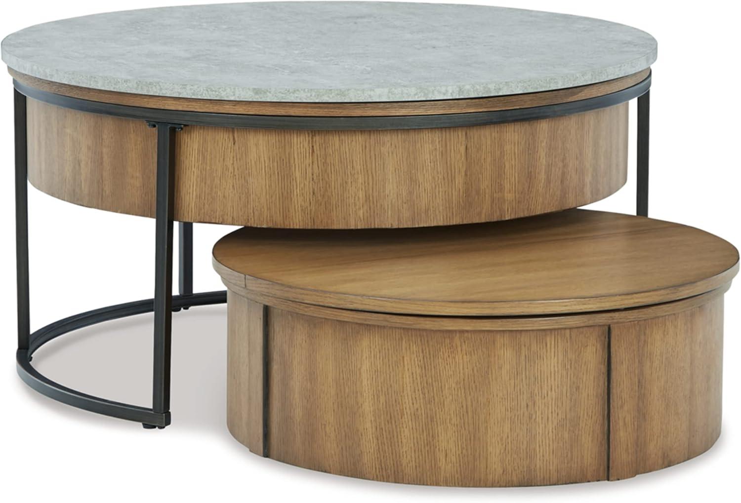 Signature Design by Ashley Contemporary Fridley Nesting Coffee Table (Set of 2)  Gray/Brown/Black