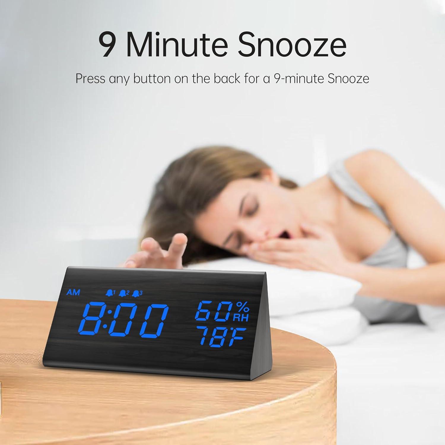 Modern Digital Alarm Clock with LED Display - Adjustable Brightness, USB Charging Port, Perfect for Bedroom Decor & Halloween Theme