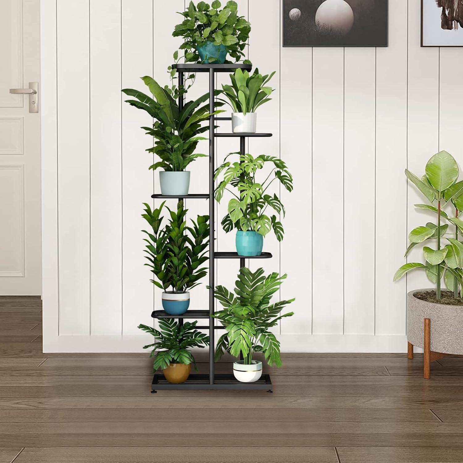 Dark Grey 6-Tier Metal Indoor/Outdoor Plant Stand