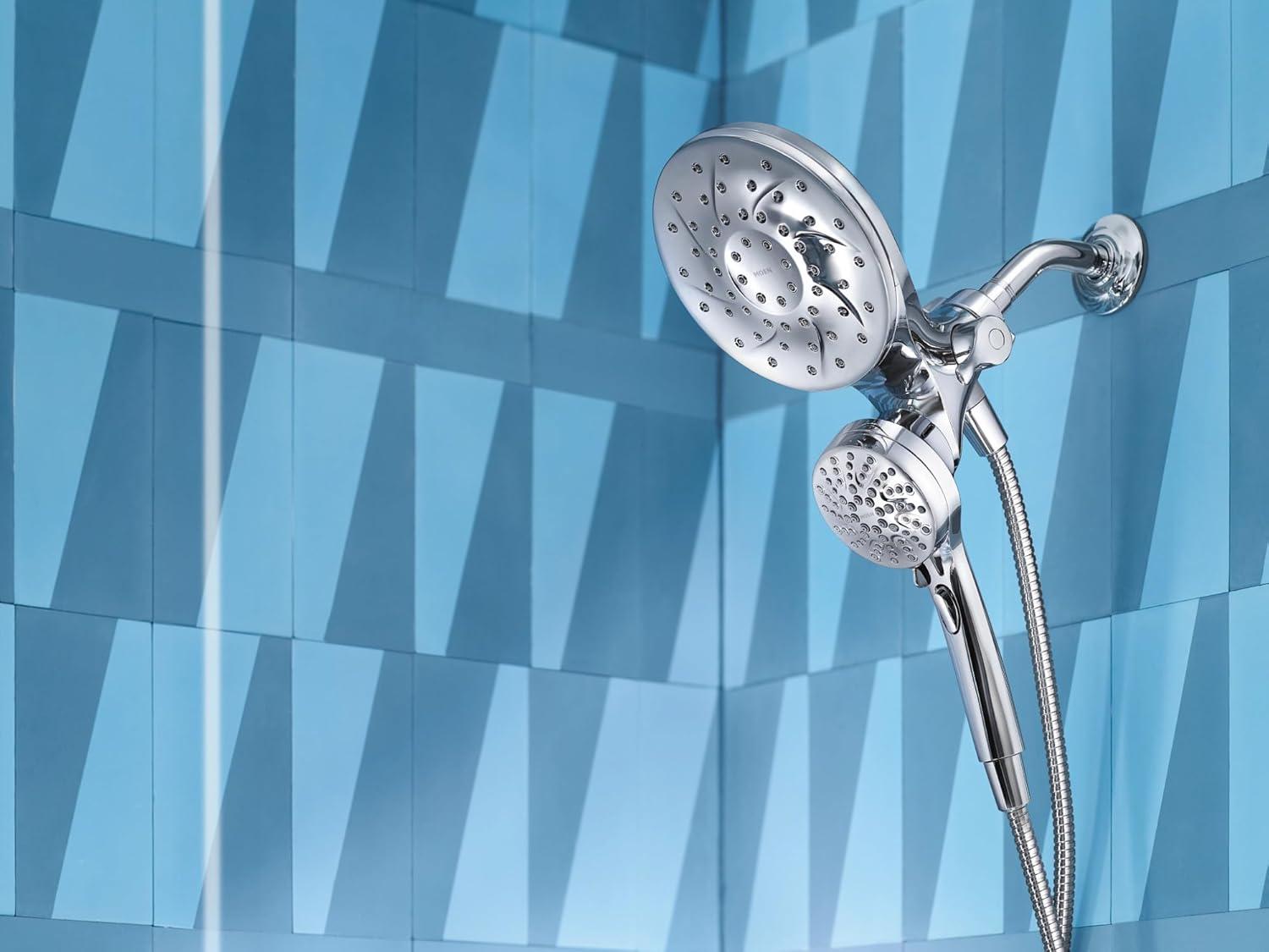 Chrome Multi-Function Handheld and Rainfall Shower Head Combo