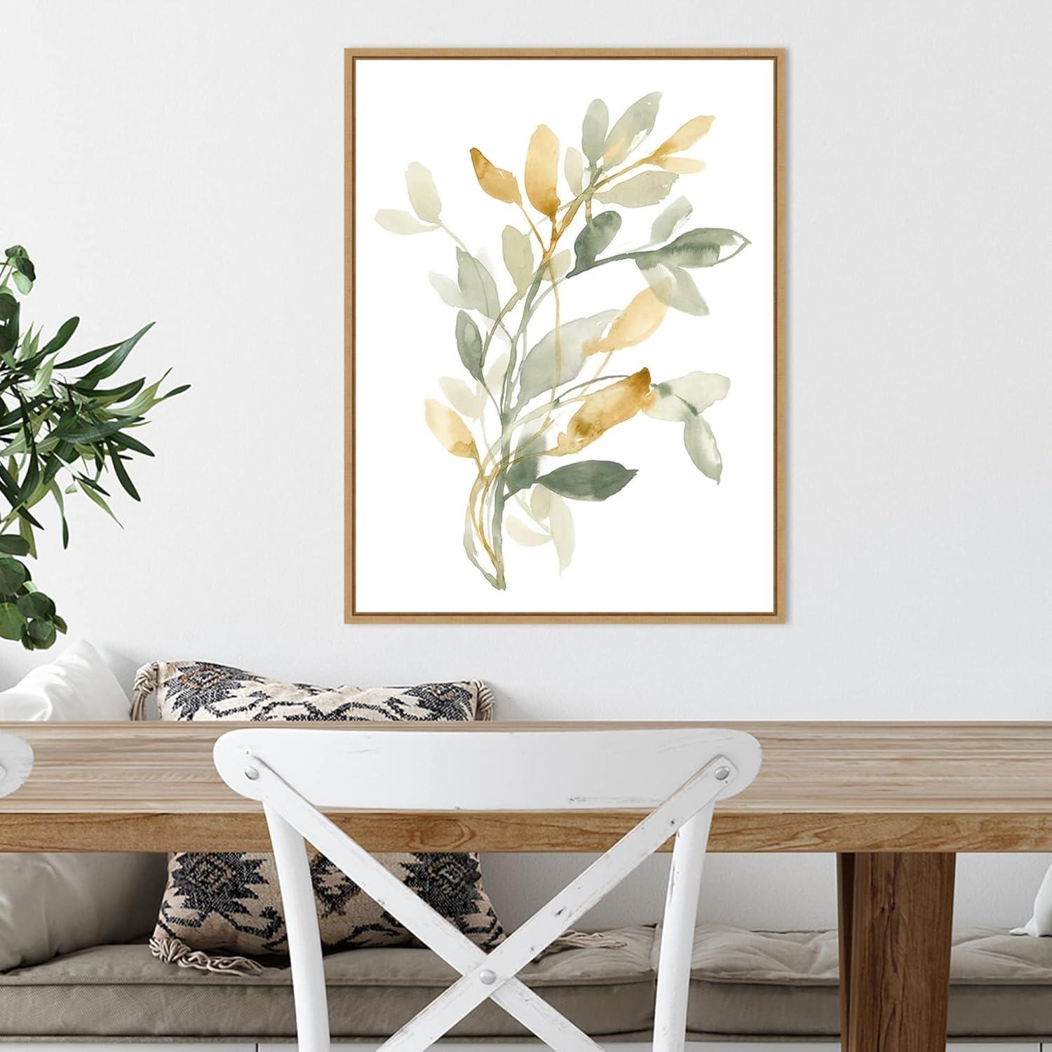 Amanti Art Sage and Sienna Leaves II by Jennifer Goldberger Canvas Wall Art Print Framed 18 x 24-in.