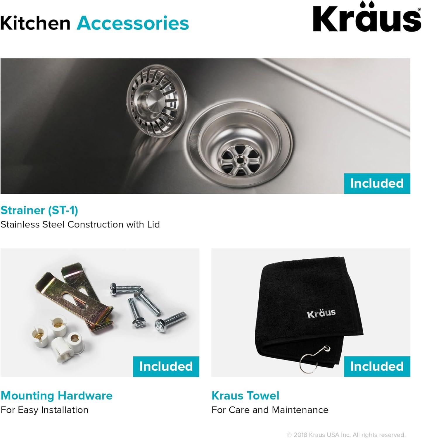 KRAUS Standart Pro Undermount 16 Gauge Stainless Steel Bar Kitchen Sink