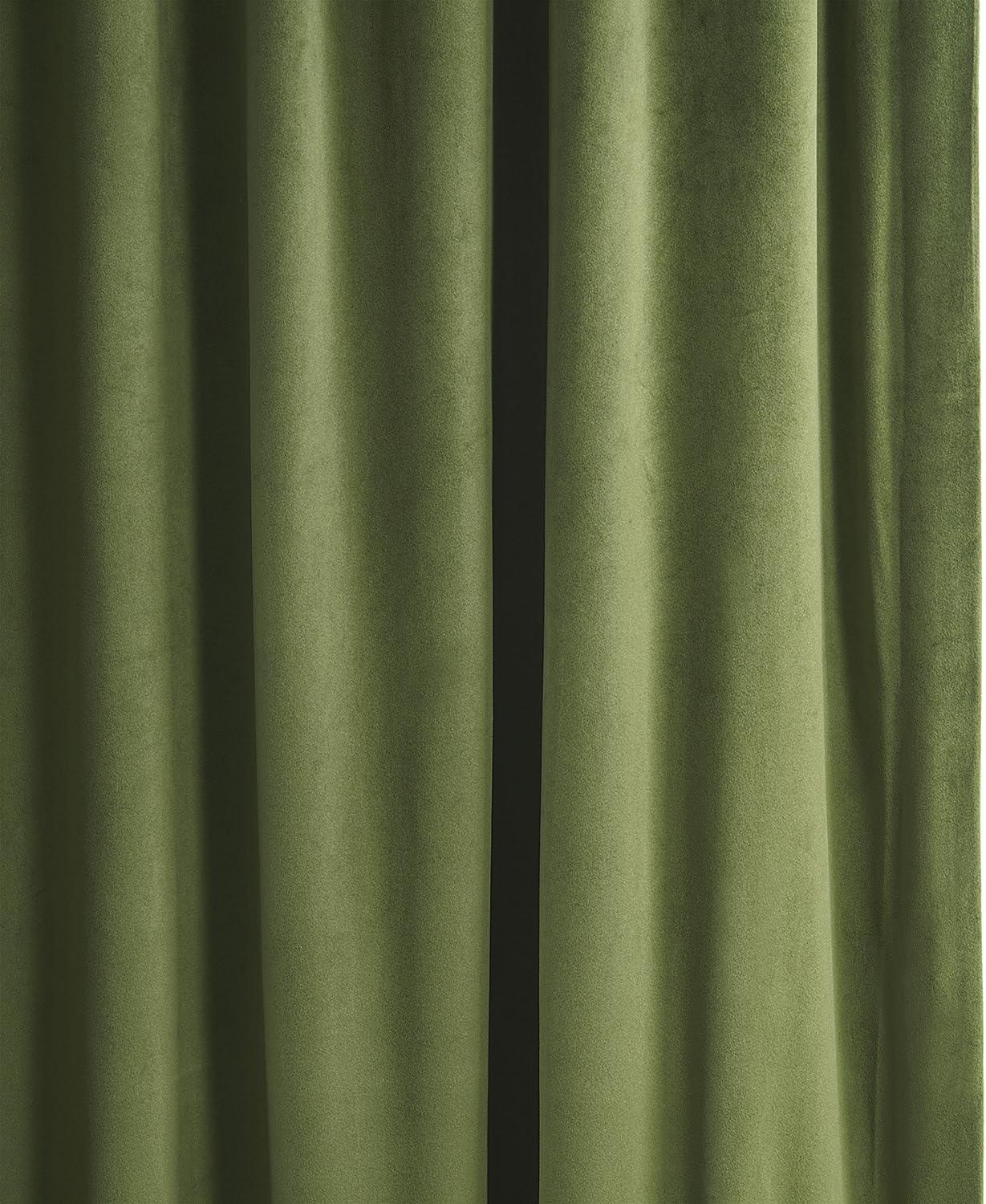 Half Price Drapes Signature Basque Green Velvet Blackout Curtains For Bedroom(1 Panel), 50WX 84L