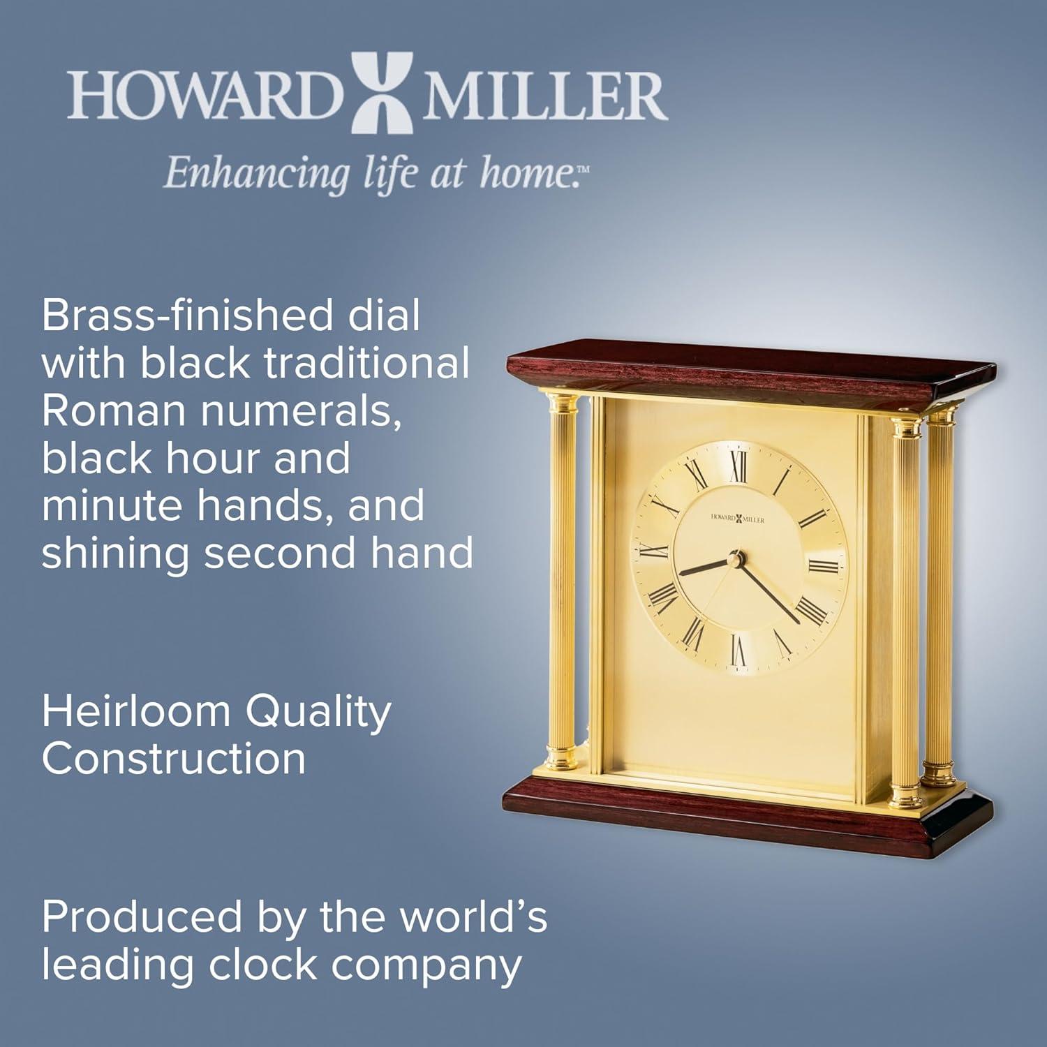 Carlton Glam Roman Numeral Metal Quartz Movement / Crystal Tabletop Clock in Rosewood/Brushed Brass