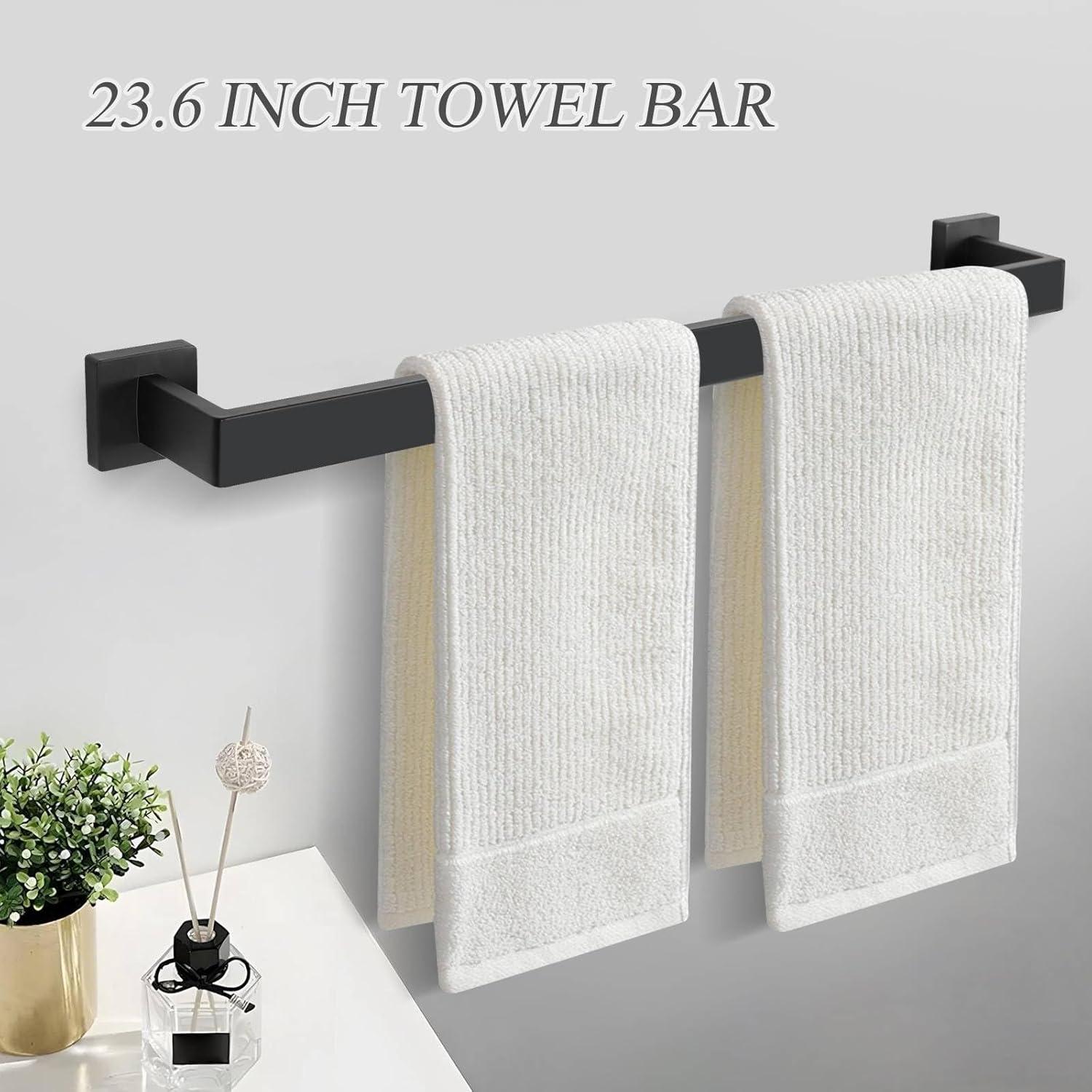 Matte Black Stainless Steel 5-Piece Bathroom Hardware Set