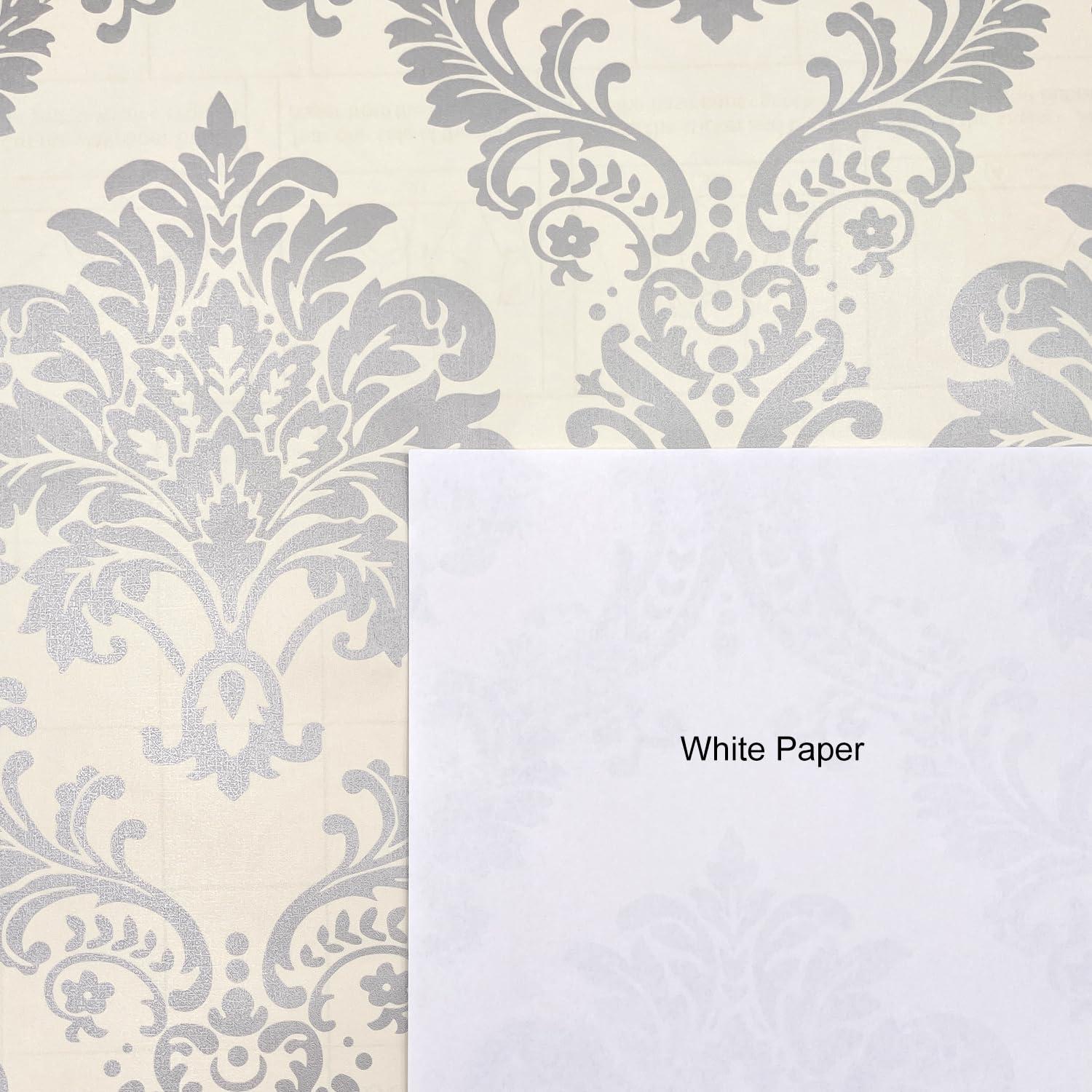 Yifely Vintage Gray Damask Removable PVC Shelf Drawer Liner Home Decor 17x118 Inch