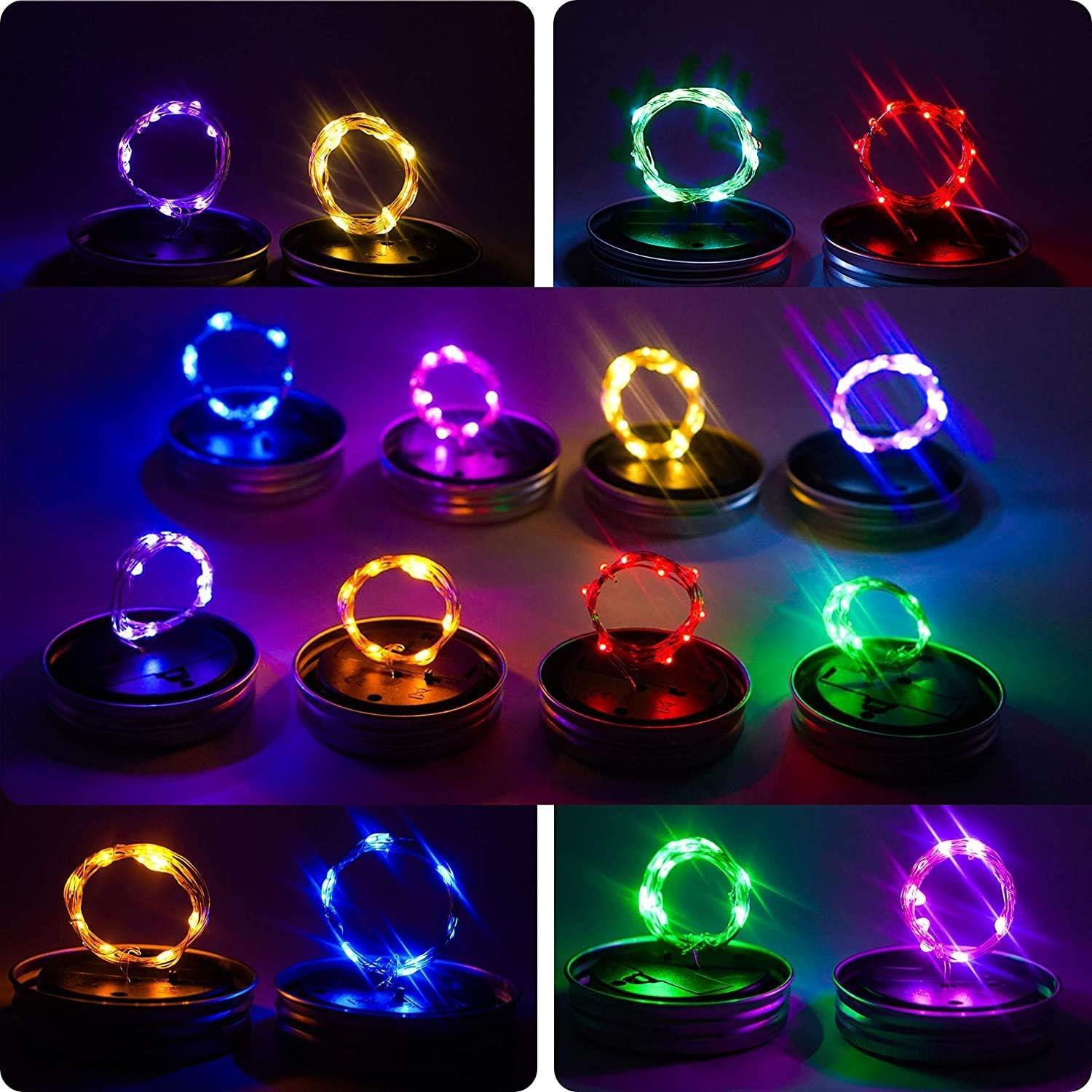 ZNYCYE Mason Jar Solar Lights for Outside, 12 Pack 30 LED Fairy Firefly Lights Mason Jar Solar Lids Outdoor Waterproof String Lights with Hangers(NO JARS) for Patio Garden Yard Lawn Decor - Warm White