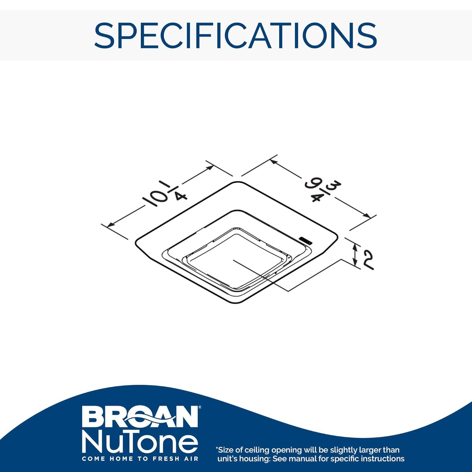 Broan-NuTone Broan FG600S LED Lighted Grille Upgrade for Bathroom Ventilation Fans, Easy Installation for DIY, White
