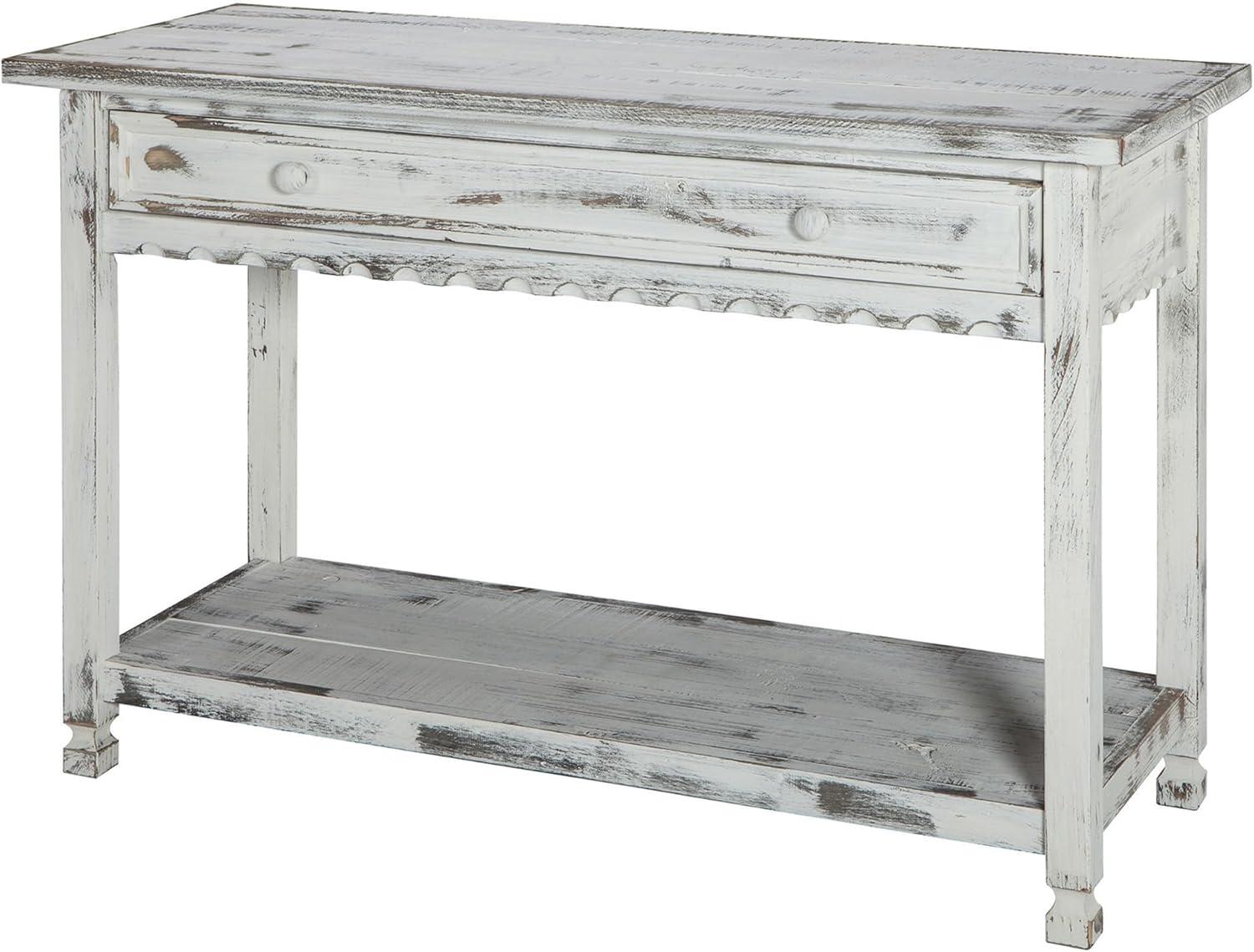 Console Table Hardwood White - Alaterre Furniture: Elegant Entryway Furniture with Storage Shelf, Spot Clean