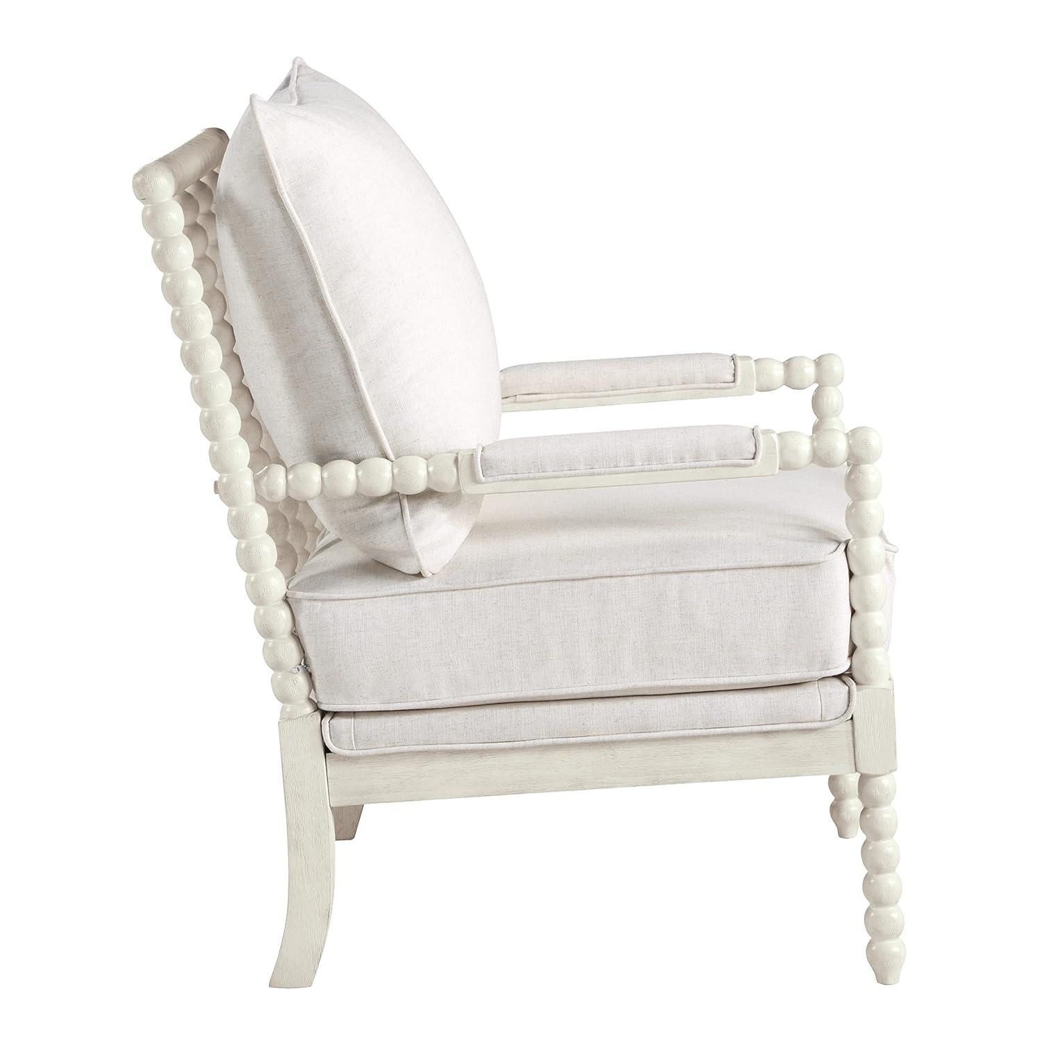 OSP Home Furnishings Kaylee Spindle Chair Linen: Mid-Century Modern Accent, Removable Cushions