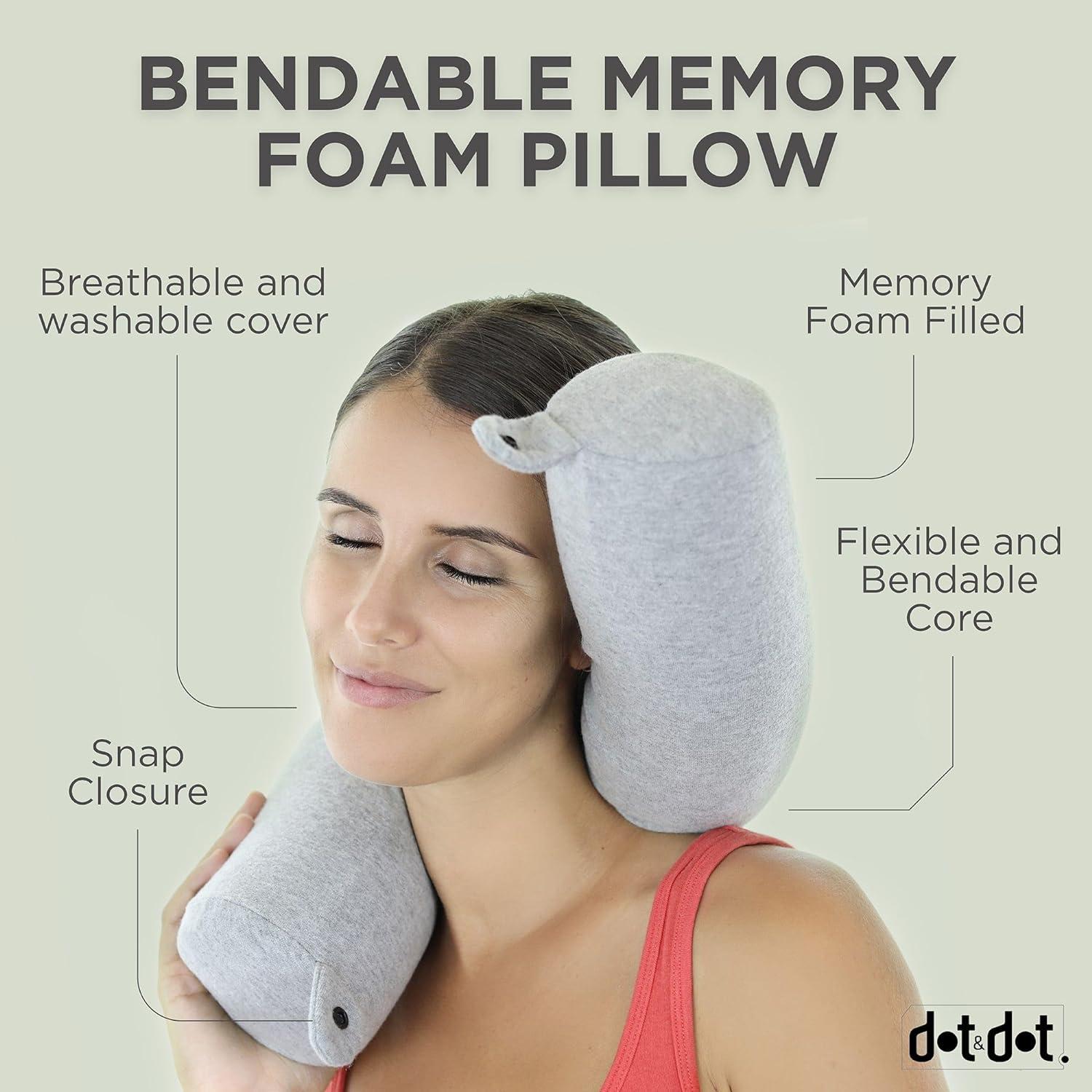 Adjustable Gray Memory Foam Travel Pillow with Cotton Cover