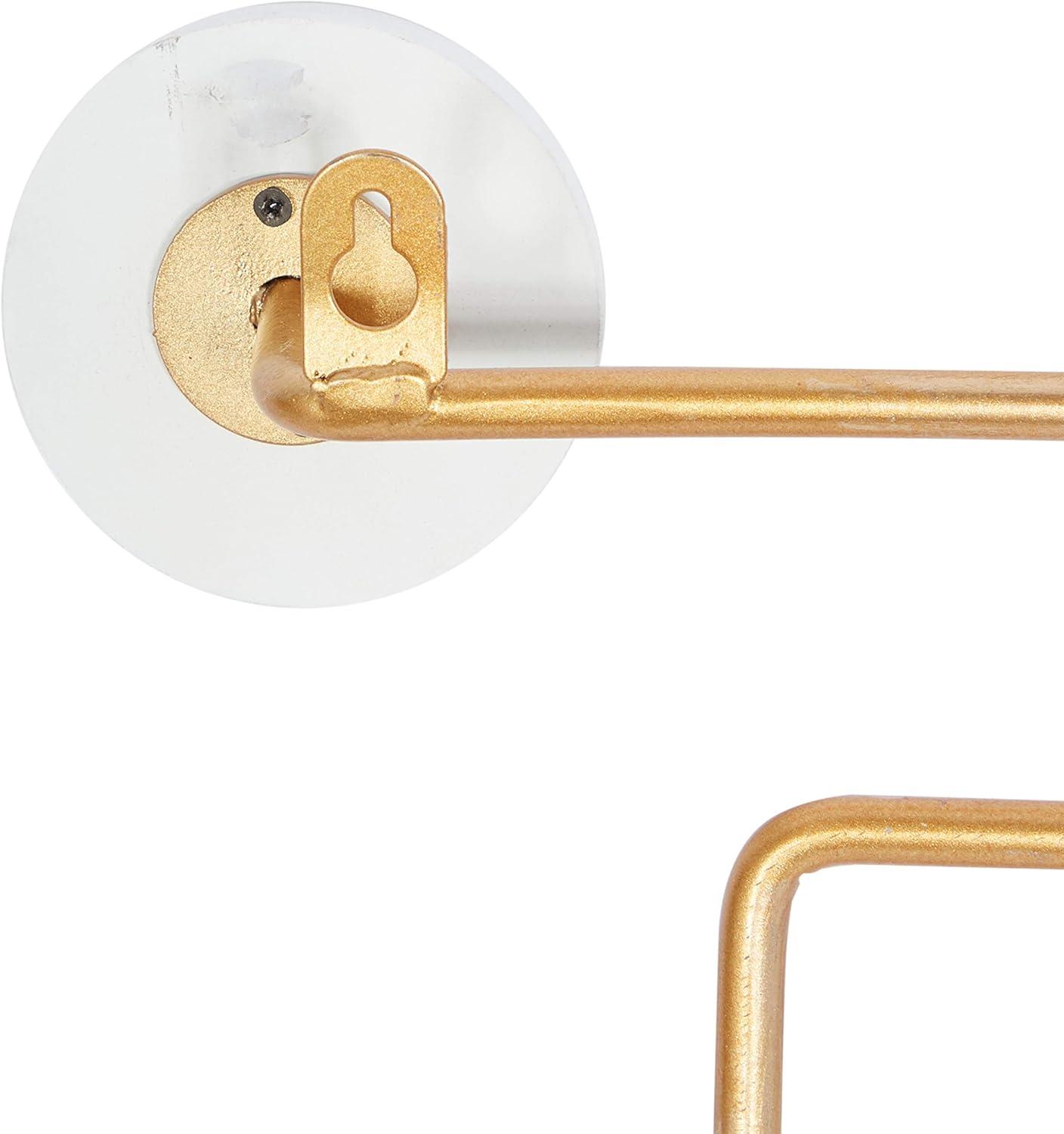 DecMode 24" x 7" Gold Wooden 6 Hangers Wall Hook, 1-Piece