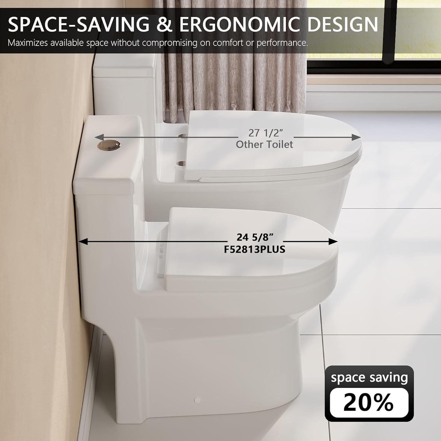 Liberty Compact Toilet, Modern One-Piece Round Toilet with Dual Flush, Easy Cleaning Fully Skirted Design(Seat Included)