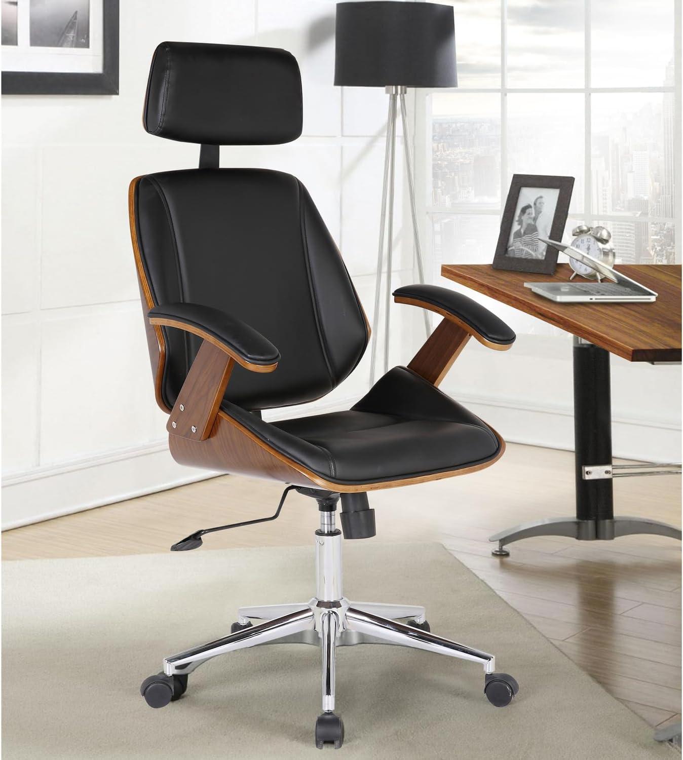 Armen Living Century Modern Faux Leather Office Chair in Black