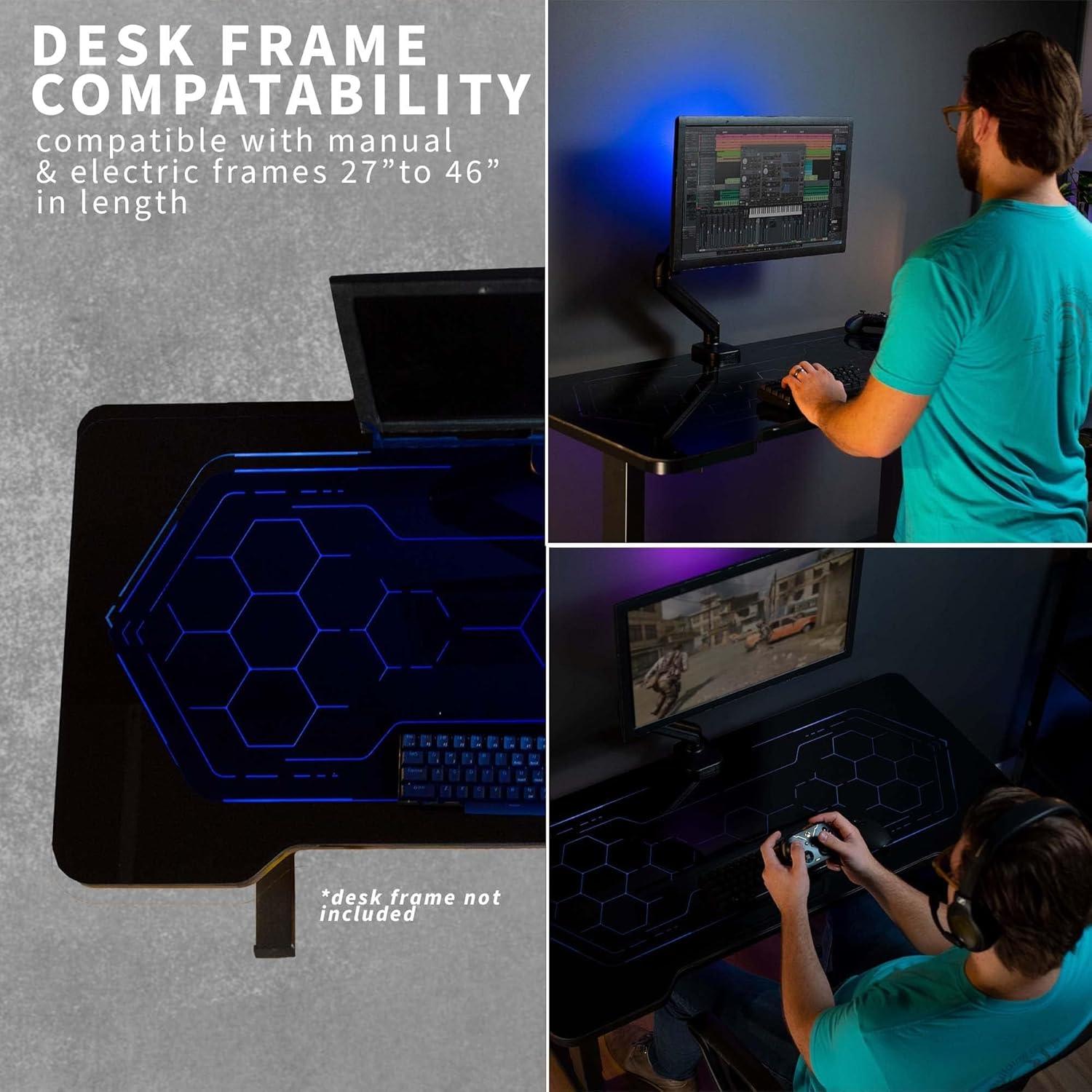 VIVO Black 48" x 24" Solid Table Top with RGB Lighting for Gaming Desks