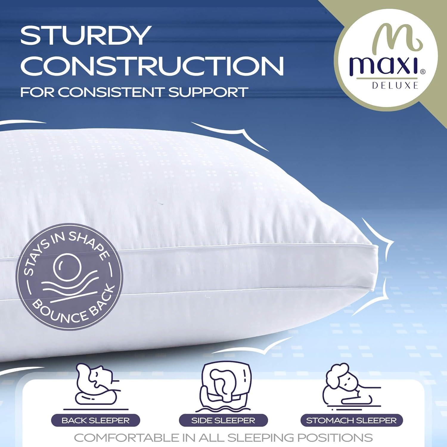 Maxi Breathable Down Alternative Queen Bed Pillow – (2 Pack)