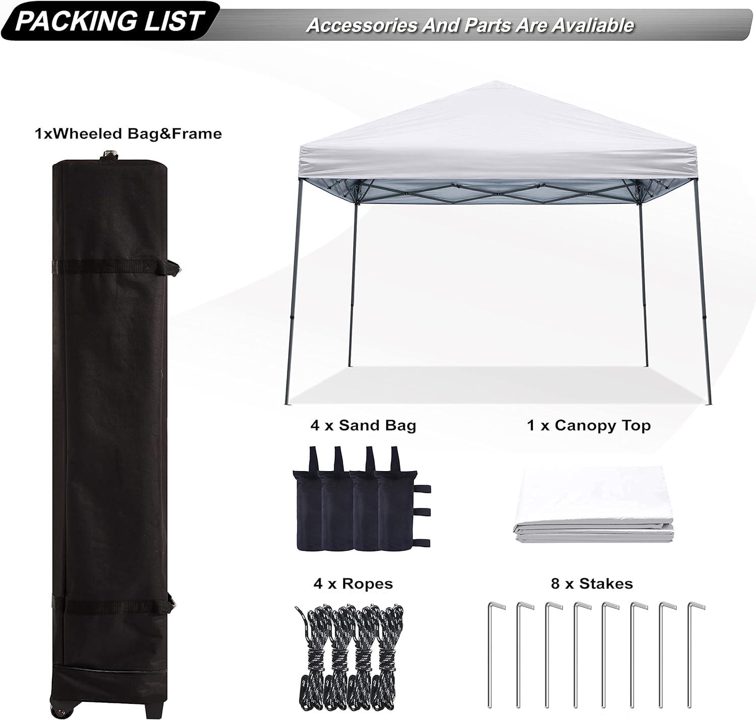 White 10x10 Steel Frame Pop-Up Canopy Tent