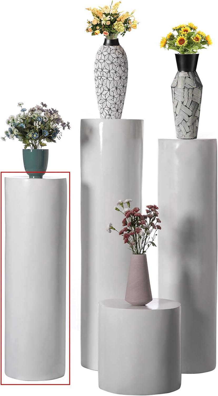 Uniquewise Fiberglass Pillar Column Flower Stand -Photography Props - Cylinder Shape Versatile Pedestal for Wedding, Living Room Décor