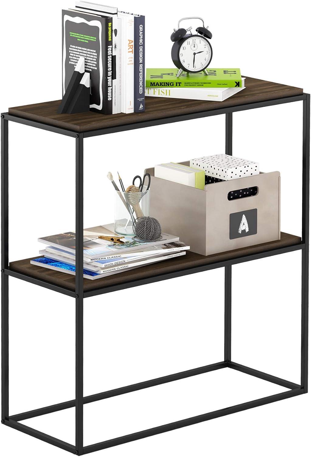 Moretti Columbia Walnut 2-Tier Modern Stackable Shelf