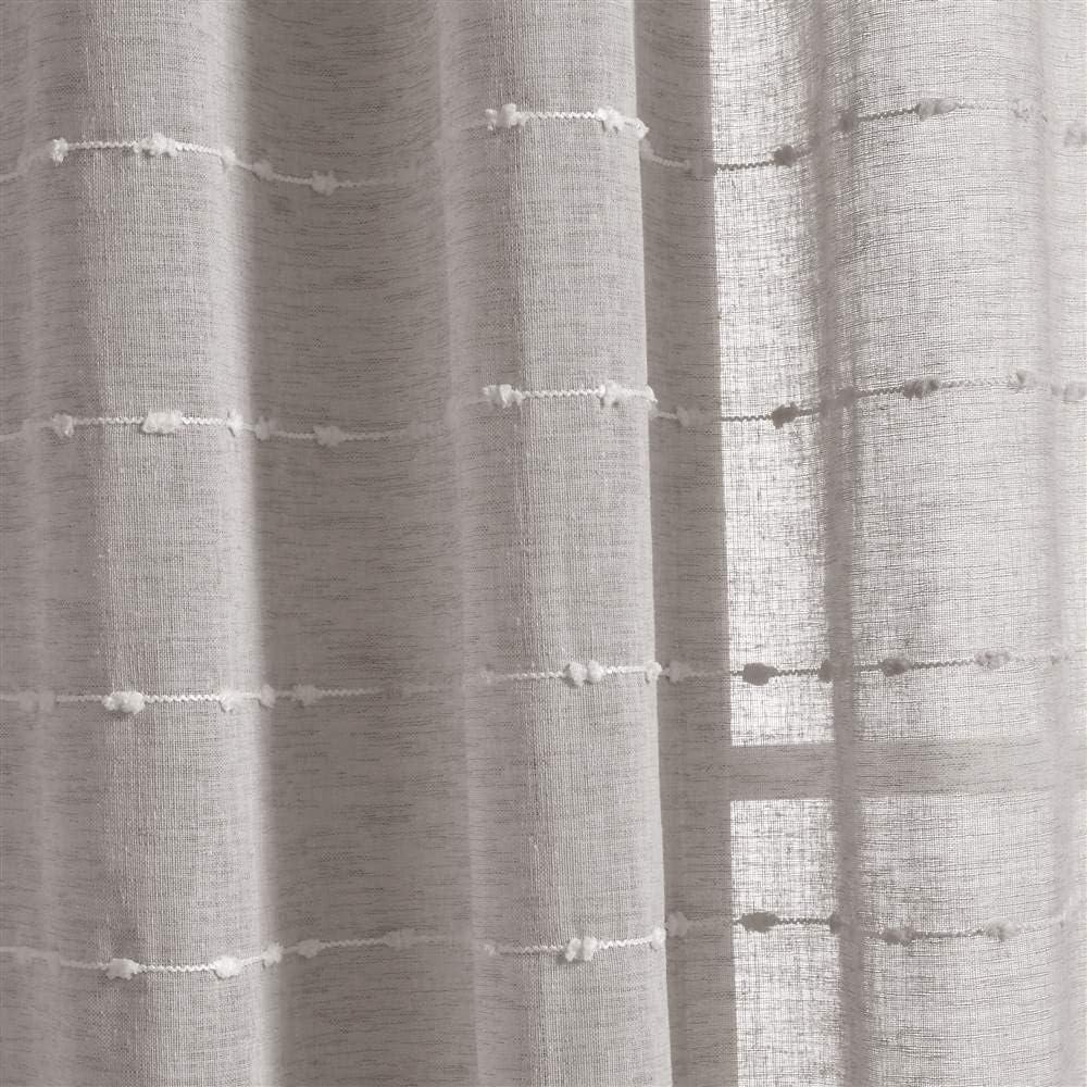 Farmhouse Textured Sheer Polyester Sheer Curtain Pair (Set of 2)