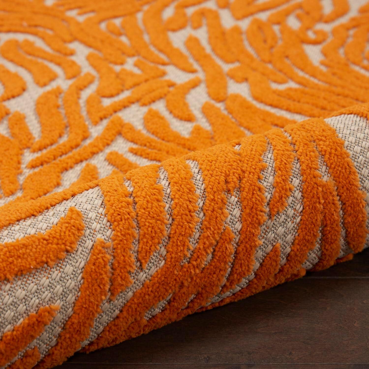 Sunlit Zebra Orange 5' x 7' Reversible Outdoor Area Rug