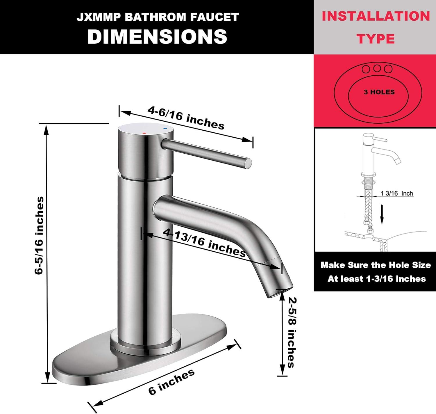 Brushed Nickel Single Handle Bathroom Sink Faucet with Deck Plate