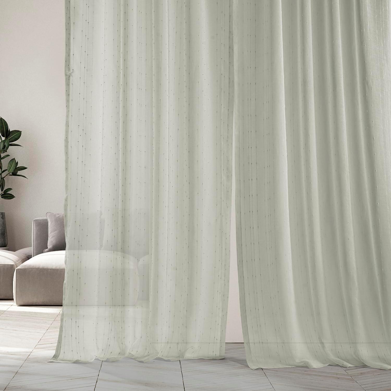 Elegant Montpellier White Sheer Linen & Polyester Curtain 50" x 96"