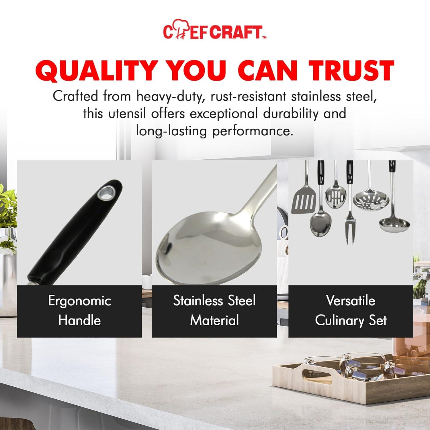 Chef Craft Heavy Duty Basting Spoon, 12 Inch, Stainless Steel