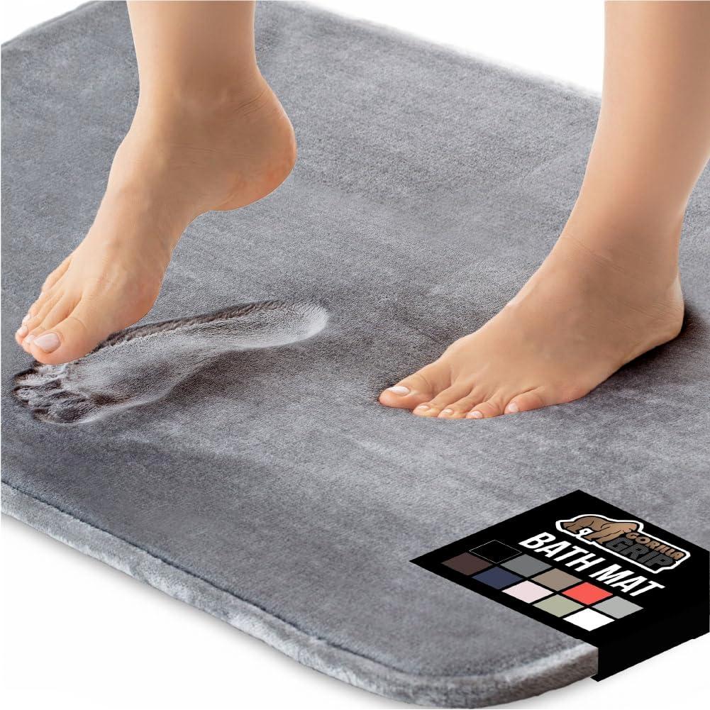 GORILLA GRIP Memory Foam Bath Rug, Machine Washable, Bath Rugs for Bathroom Floor, 24x17 Mat, Graphite Gray