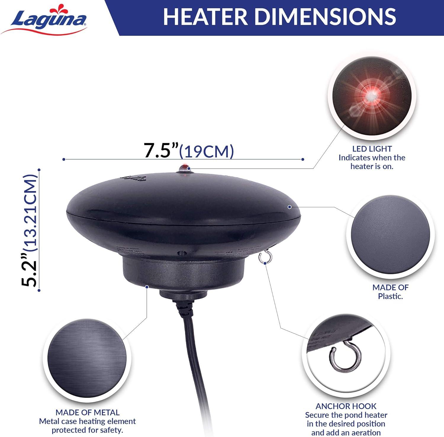 Laguna PowerHeat Black 315W Floating Pond De-Icer with LED