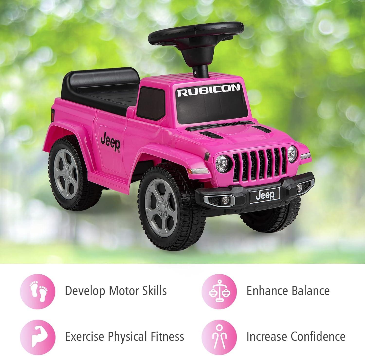 Pink Licensed Jeep Ride-On Push Car with Engine Sound