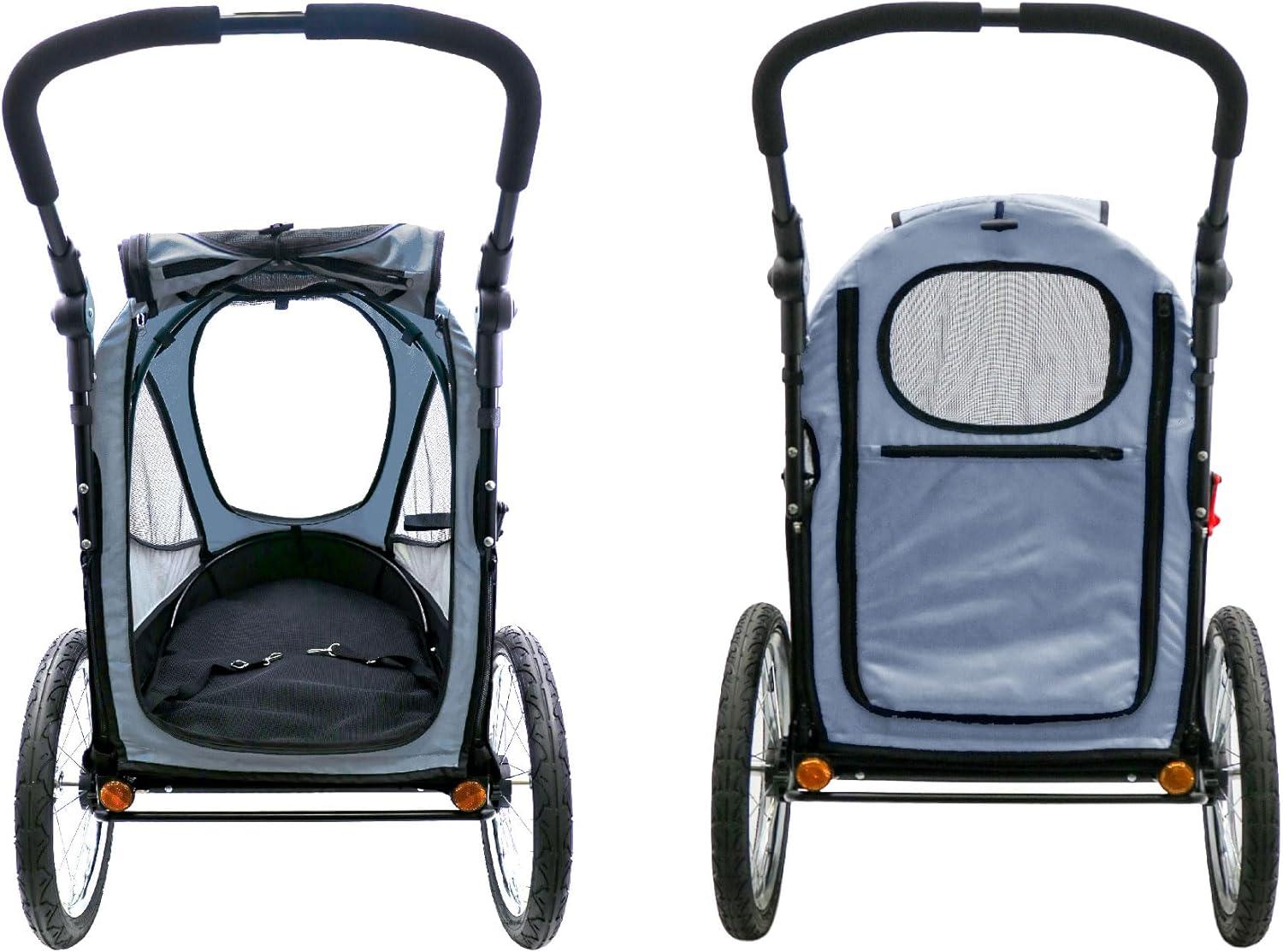 Trailblazer Pet Jogger/Stroller, Bike Trailer, Shock Absorbing Bike Wheels, Large Entry Way, Peek-a-Boo Window, Small/Medium/Large Dogs, Cats and Pets, Supports up to 77LBS  - Space Gray