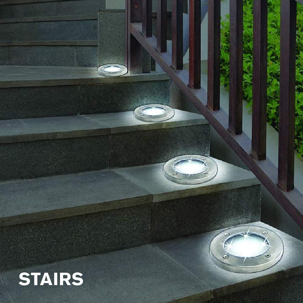 Bell + Howell Solar Powered Integrated LED Metal Disk Light Pack (Set of 4) (Set of 4)