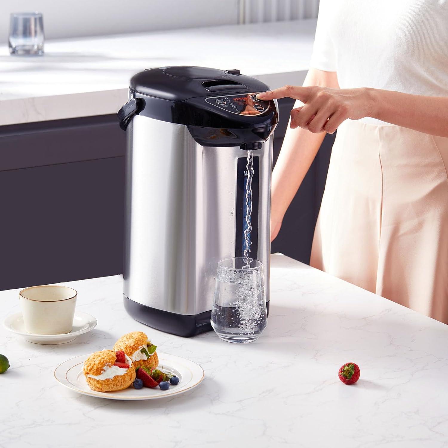 VEVOR Hot Water Dispenser, Adjustable 4 Temperatures Water Boiler and Warmer, 304 Stainless Steel Countertop Water Heater, 3-Way Dispense for Tea, Coffee and Baby Formula, 4L/135 oz