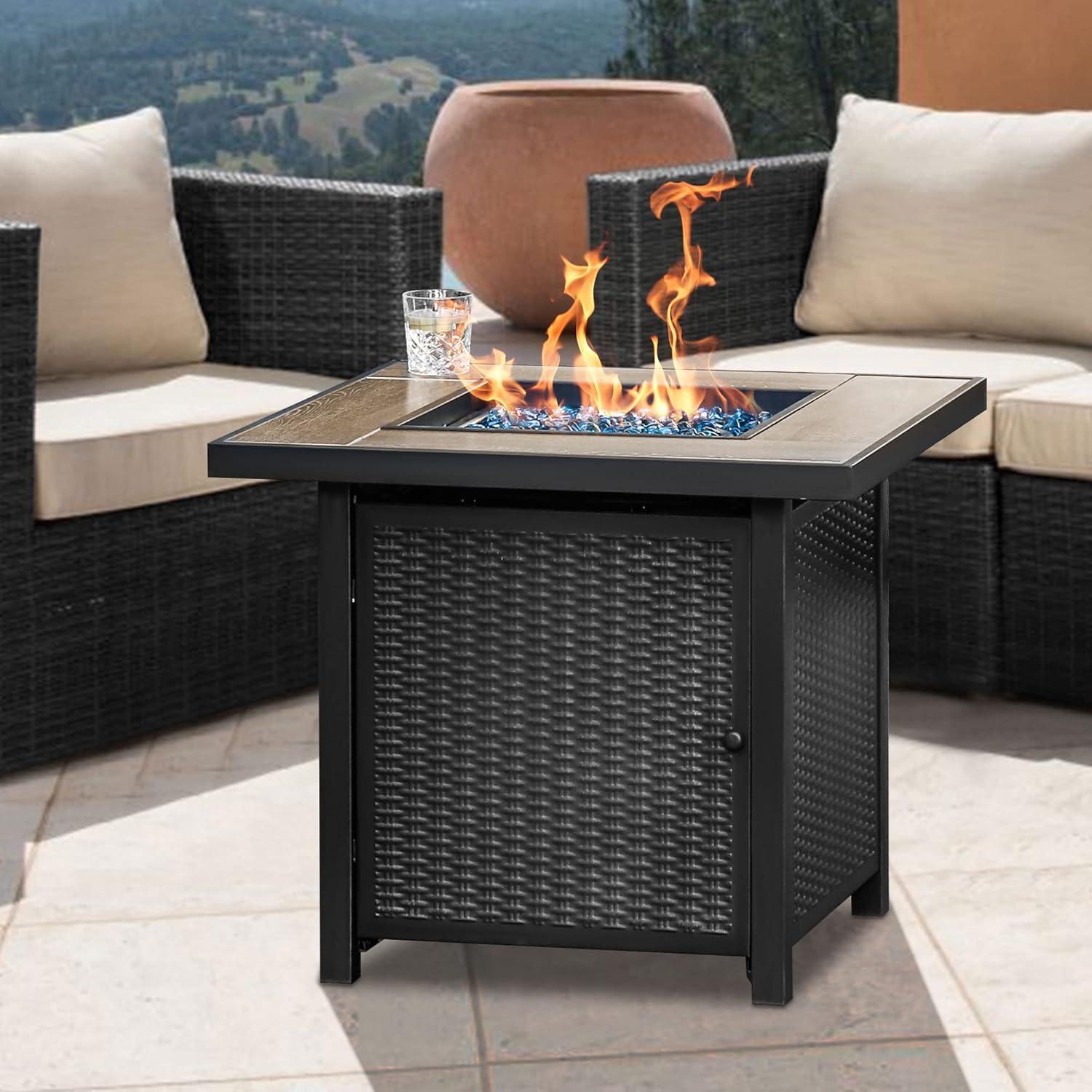 Gas Fire Pit Table Propane Fire Pit Table BALI OUTDOORS 30’’ Square Fire Pit Black Patio