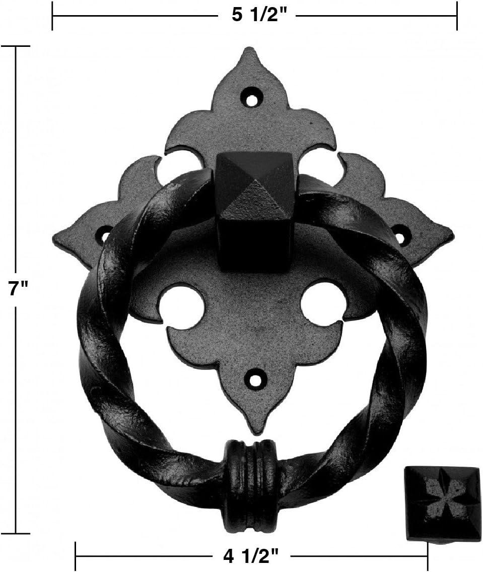 The Renovators Supply Inc. Black Door Knocker Cast Iron Door Knockers 7 Inch X 5.5 Inch Renovators Supply