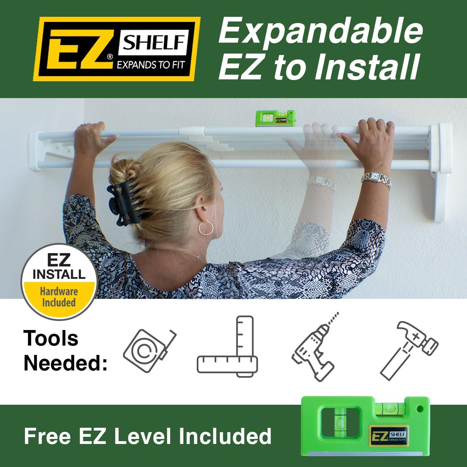 EZ Shelf Expandable Laundry Room Shelving Kit, Wall Mount, White