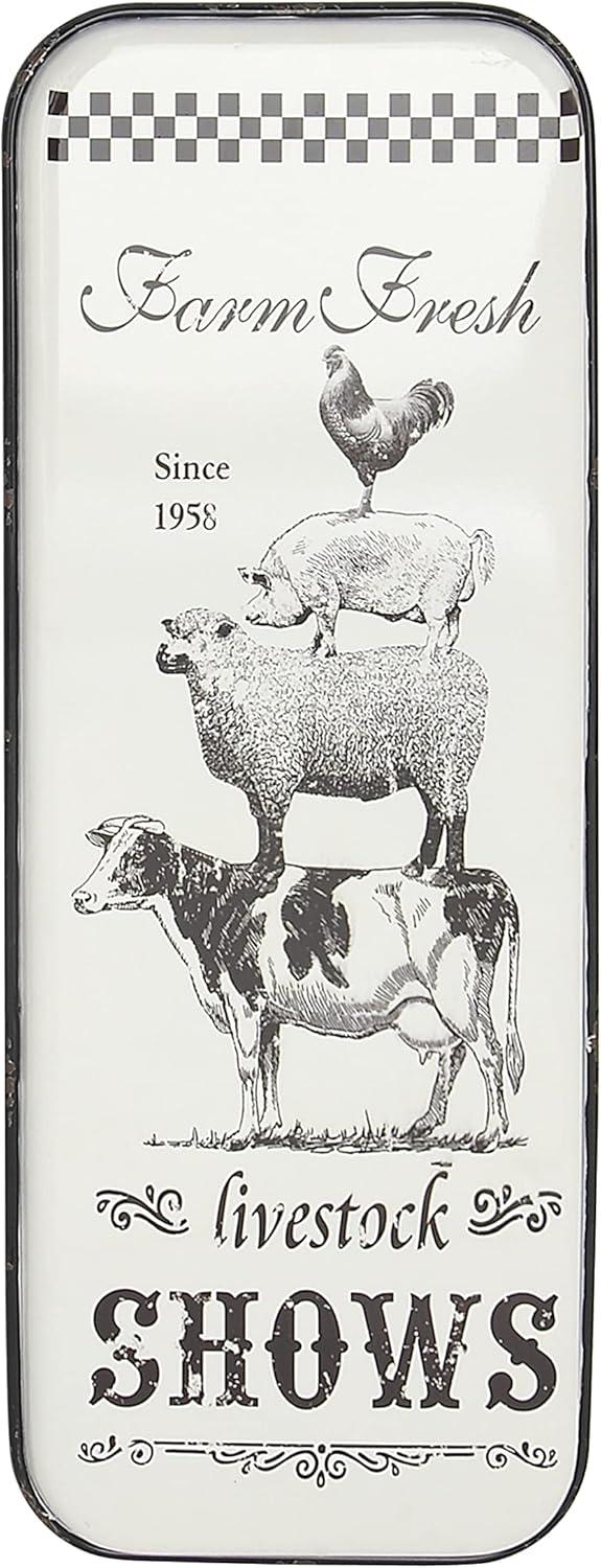 42" x 16" Vintage Country Iron Farmhouse Metal Sign Wall Decor Black - Olivia & May: Glazed White Rectangular Panel