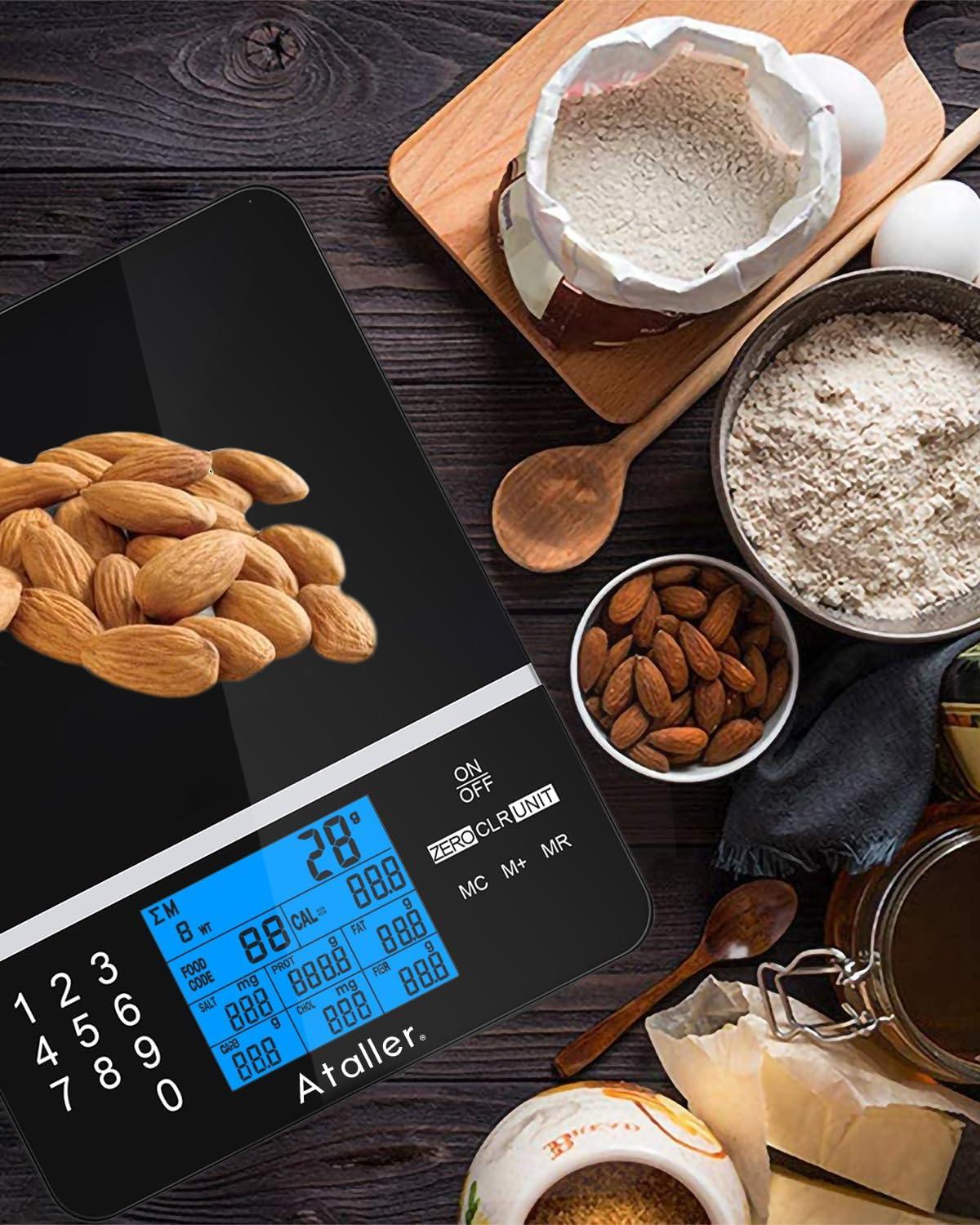 Ataller Black Digital Food Scale with Nutritional Calculator